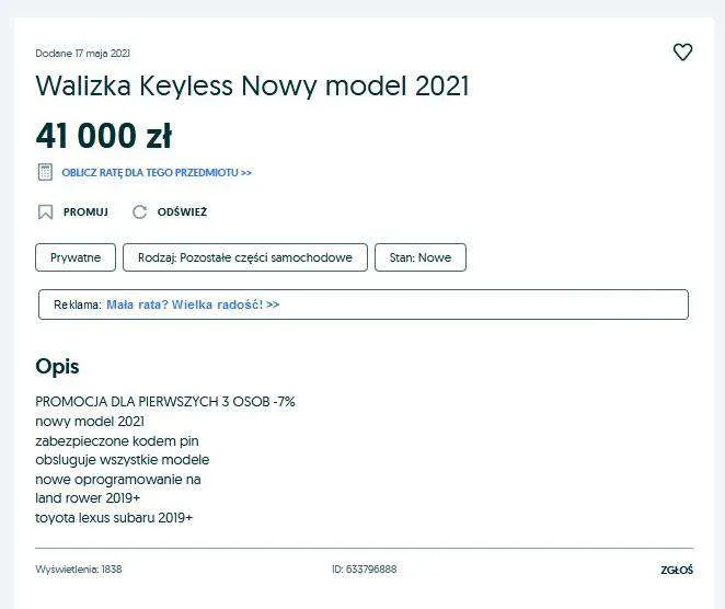 walizka do kradzieży aut