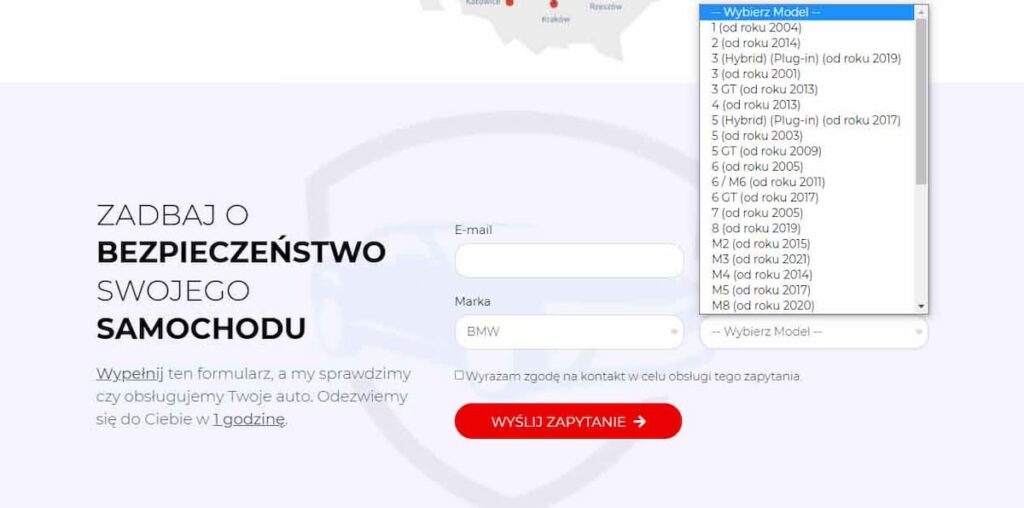 Zabezpiecz-Auto.pl - formularz kontaktowy